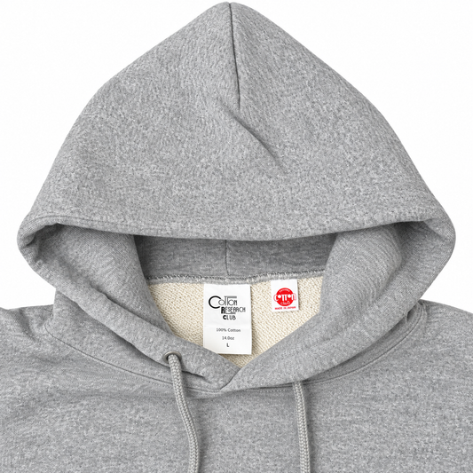 COTTON RESEARCH CLUB JPC-005 14oz LOOPWHEEL TERRY HOODIE – HEATHER GRAY