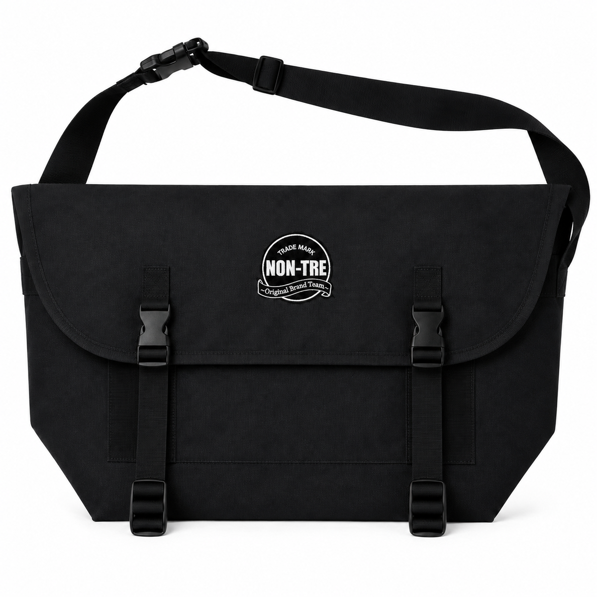 NON-TRE TRADE MARK LOGO WAPPEN MESSENGER BAG - BLACK