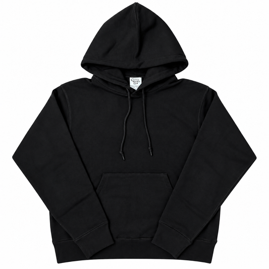 COTTON RESEARCH CLUB JPC-005 14oz LOOPWHEEL TERRY HOODIE – BLACK
