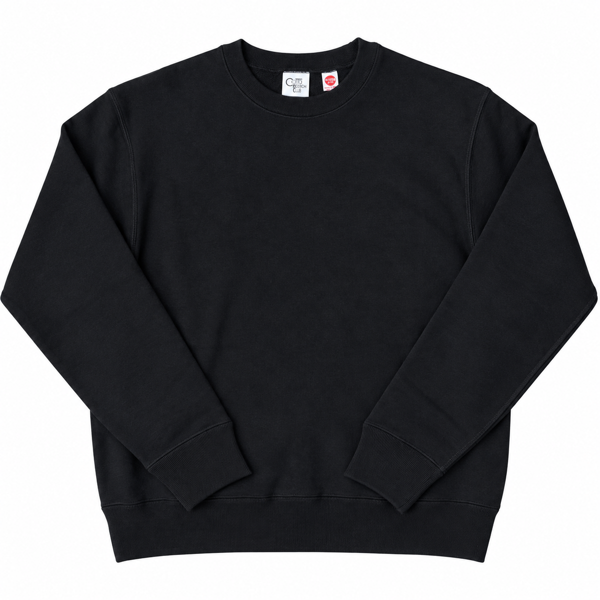COTTON RESEARCH CLUB JPC-004 14oz LOOPWHEEL TERRY CREW NECK – BLACK