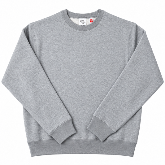 COTTON RESEARCH CLUB JPC-004 14oz LOOPWHEEL TERRY CREW NECK – HEATHER GRAY