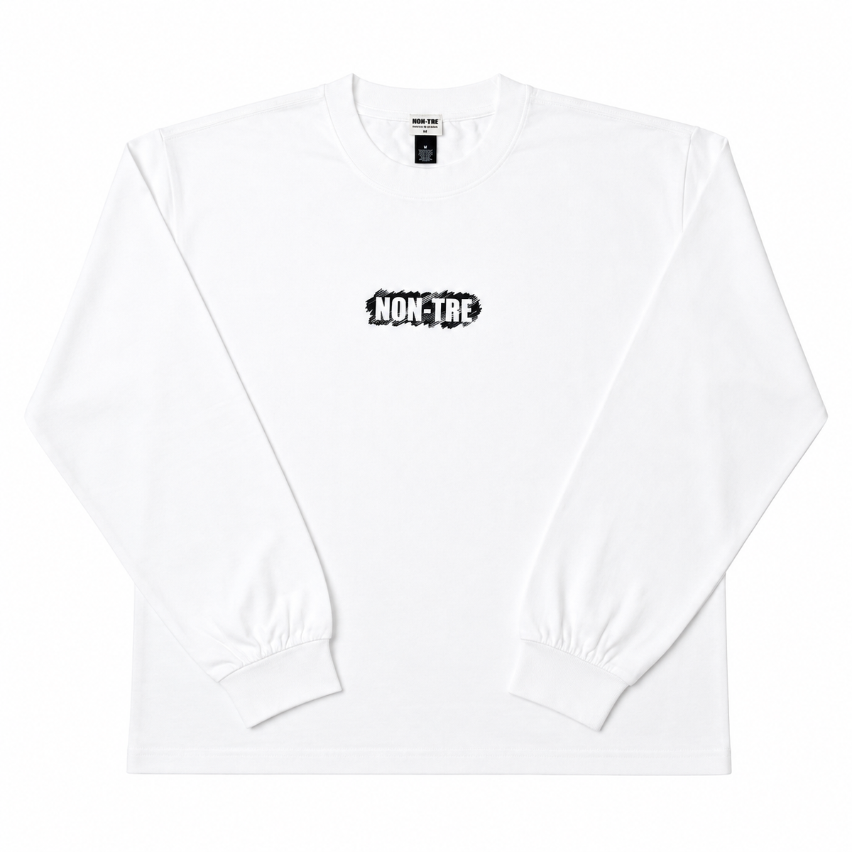 NON-TRE SCRATCH LOGO LONG SLEEVE TEE – WHITE