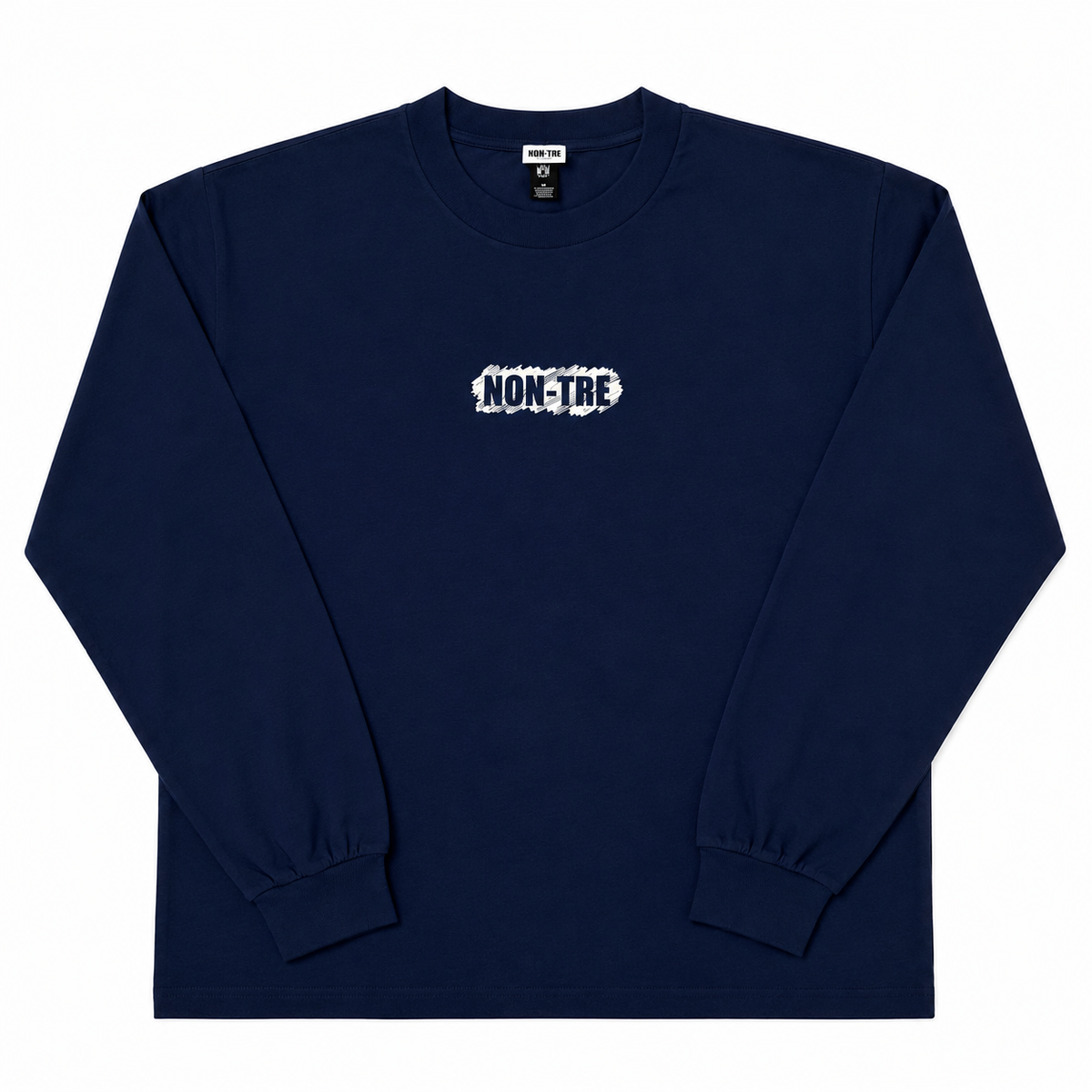 NON-TRE SCRATCH LOGO LONG SLEEVE TEE – NAVY