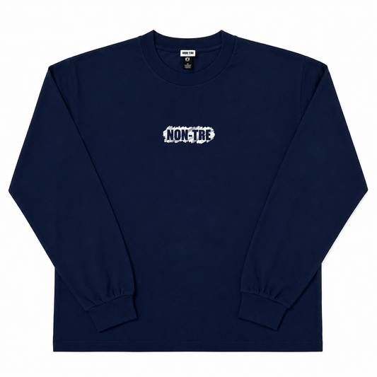 NON-TRE SCRATCH LOGO LONG SLEEVE TEE – NAVY