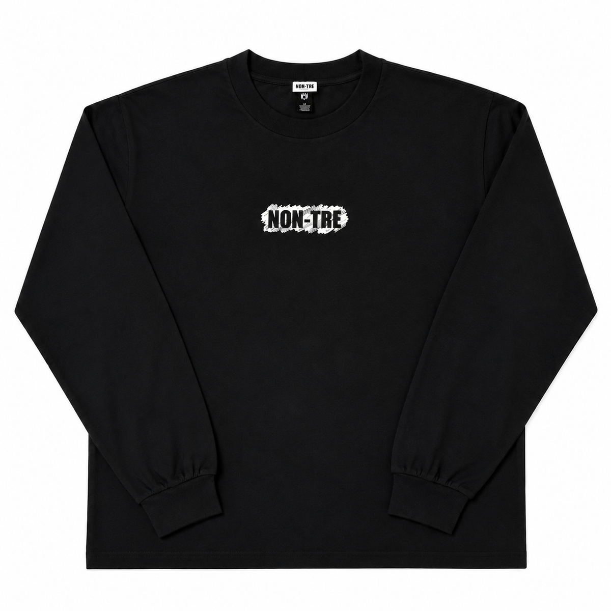 NON-TRE SCRATCH LOGO LONG SLEEVE TEE – BLACK