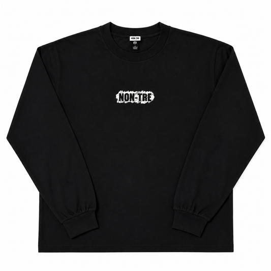 NON-TRE SCRATCH LOGO LONG SLEEVE TEE – BLACK
