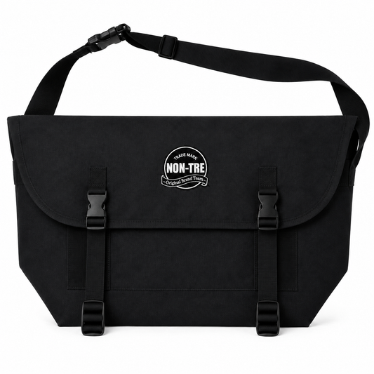 NON-TRE TRADE MARK LOGO WAPPEN MESSENGER BAG - BLACK