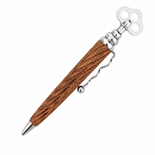 Jean Pierre Lepine WIND-UP KEY TWIST BALLPOINT PEN - NATURAL WOOD